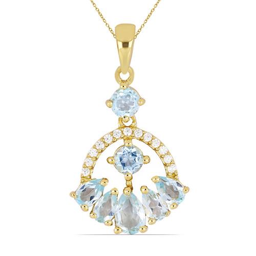 BUY STERLING SILVER REAL SKY BLUE TOPAZ GEMSTONE PENDANT